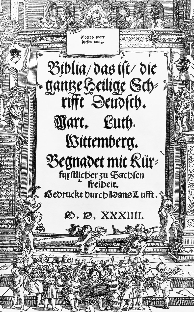 Titelpagina van de Bijbel van Martin Luther door Unbekannt Unbekannt