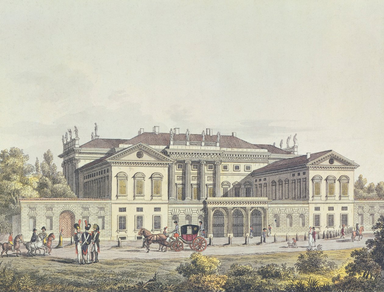 Uitzicht op de Villa Reale in de openbare tuinen, Milaan, Italië door Unbekannt Unbekannt