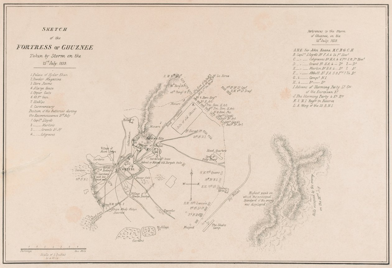 Schets van het fort van Ghuznee. Stormenderhand ingenomen op 23 juli 1839 door Lieutenant Thomas Wingate
