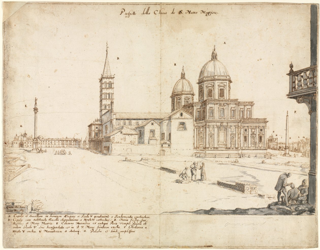Achttien Zichten van Rome: De Basiliek van Santa Maria Maggiore, 1664 door Lievin Cruyl