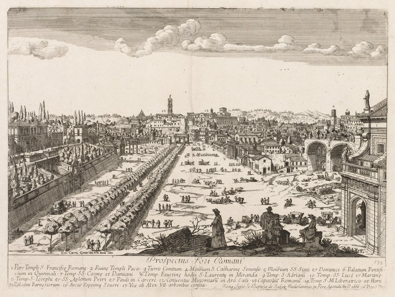 Foro Romano uit Prospectus Locurum Urbis Romae Insignium, 1666 door Lievin Cruyl