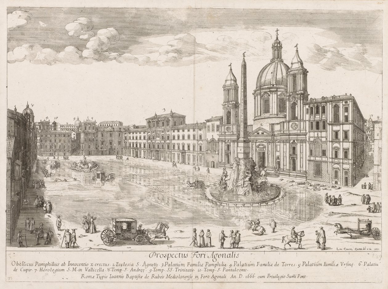 Piazza Navona uit Prospectus Locurum Urbis Romae Insignium door Lievin Cruyl