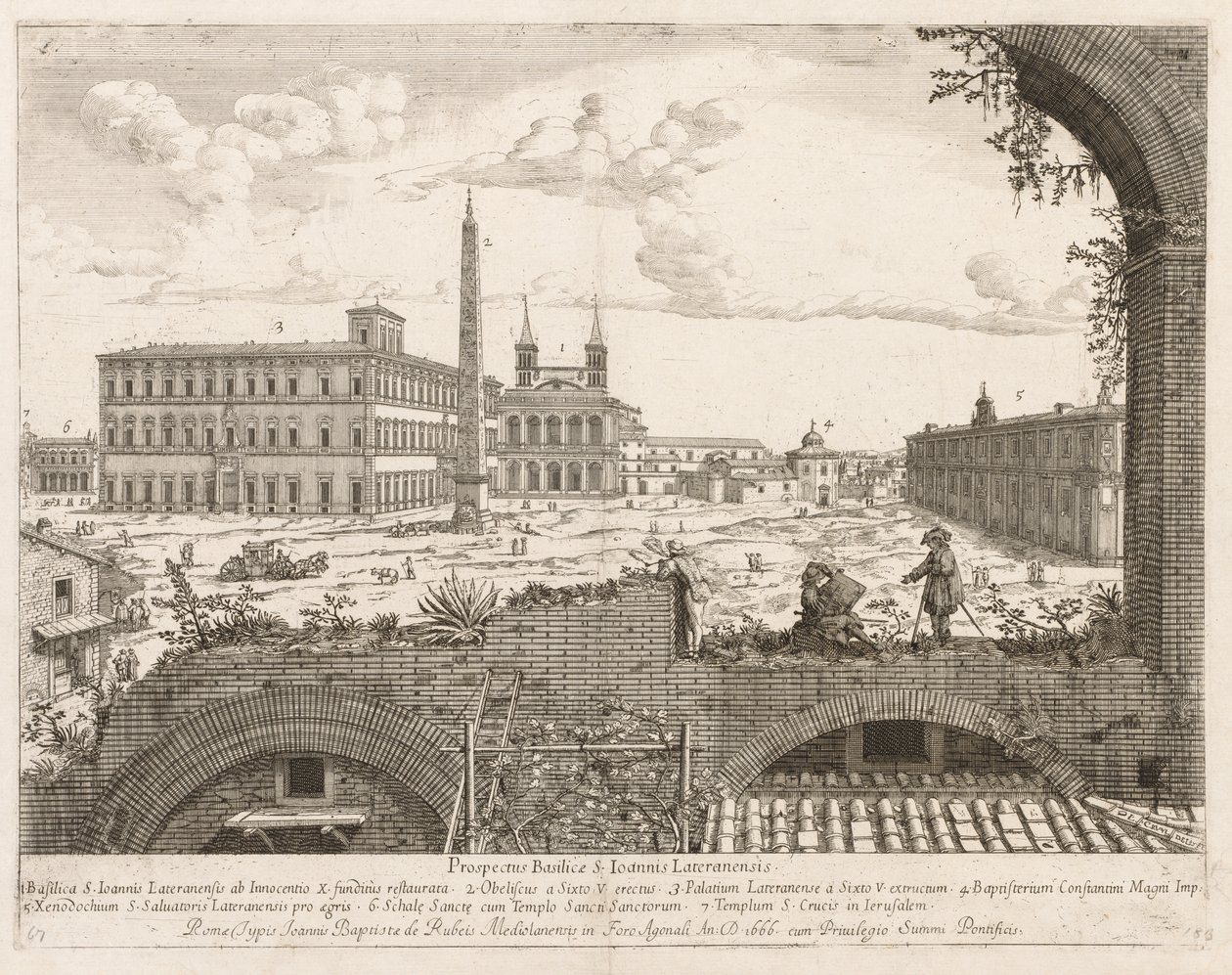 S. Giovanni in Laterano uit "Prospectus Locurum Urbis Romae Insign[ium]" door Lievin Cruyl