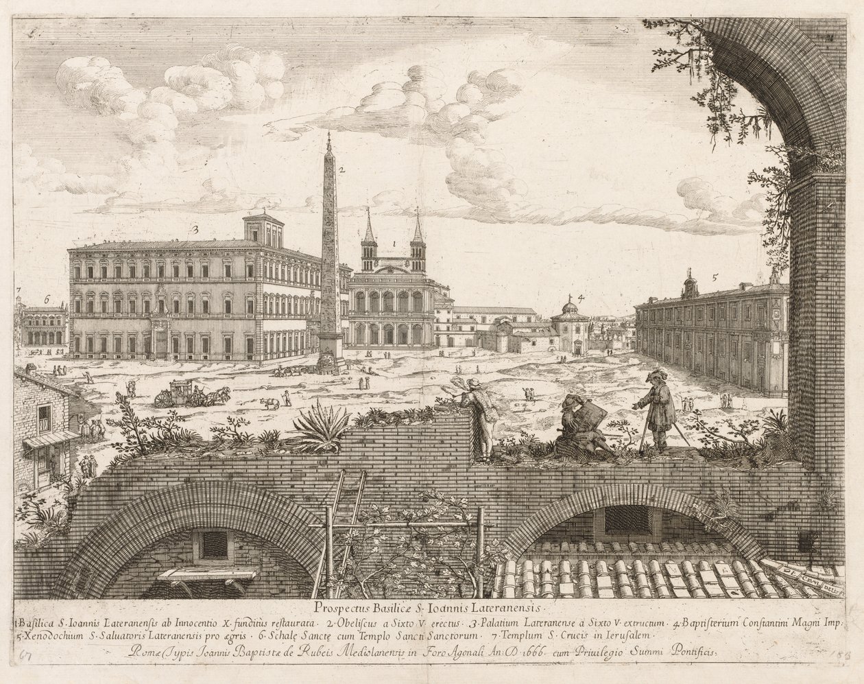 S. Giovanni in Laterano uit Prospectus Locurum Urbis Romae Insignium, 1666 door Lievin Cruyl