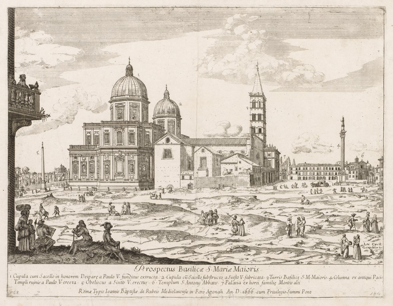 Santa Maria Maggiore uit Prospectus Locurum Urbis Romae Insignium, 1666 door Lievin Cruyl