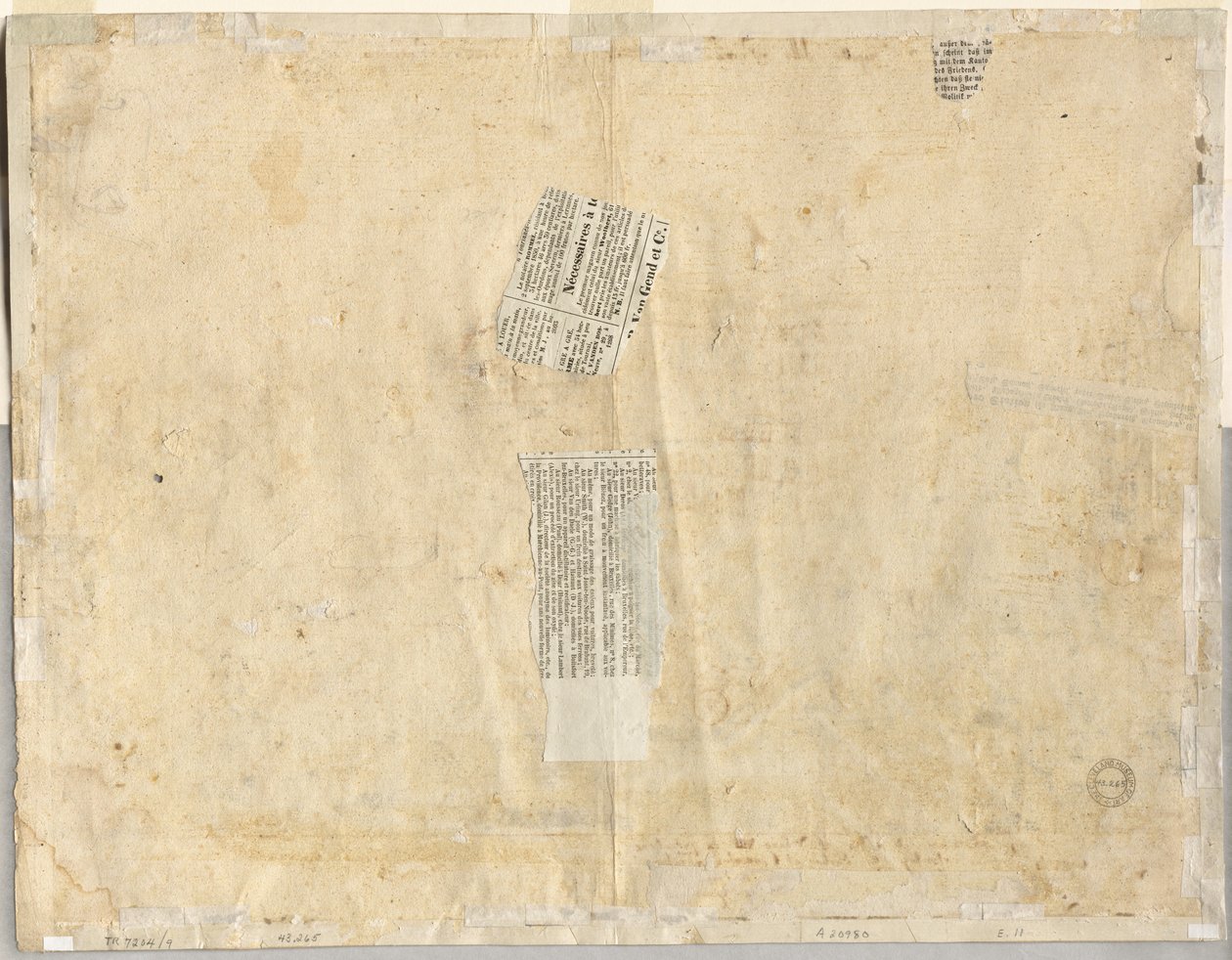 Overtrekking van een fontein van recto en schetsen van twee gezichten verso, 1665 door Lievin Cruyl