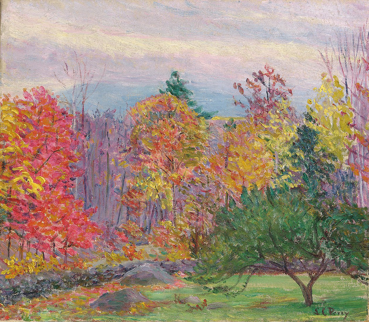 Landschap in Hancock, New Hampshire, oktober 1923 door Lilla Cabot Perry