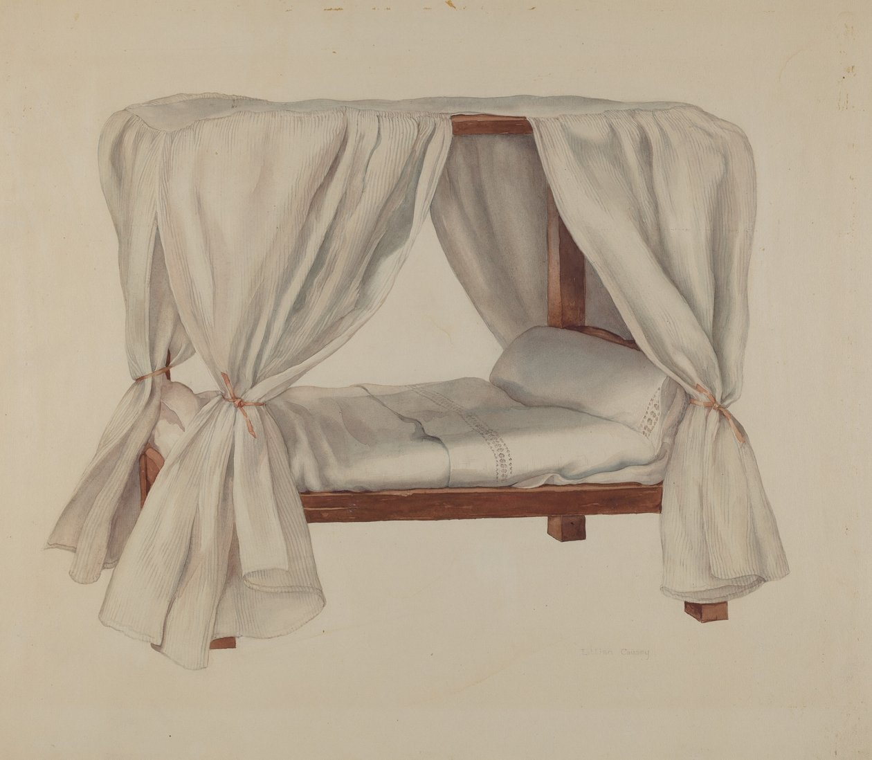 Poppenbed, ca. 1937 door Lillian Causey
