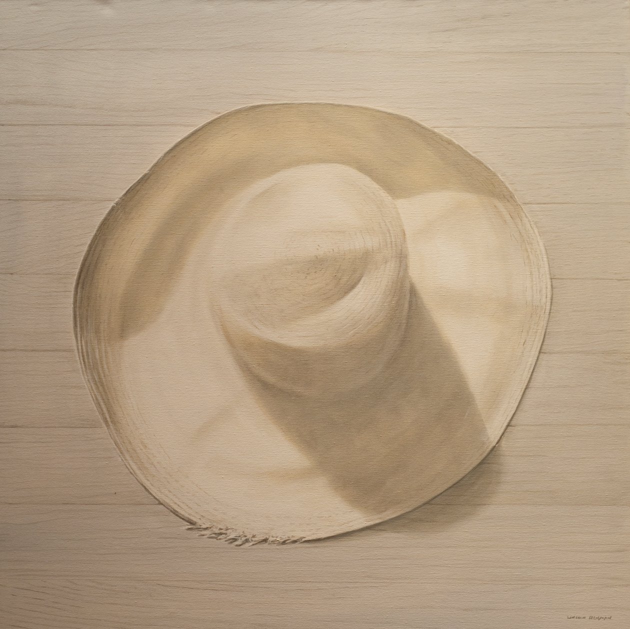 Reishoed op stoffige tafel, 2010 door Lincoln Seligman