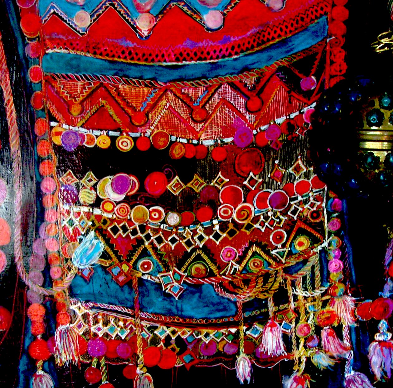 Ethno bag, 2015 (gemengd, acryl, inkt, olie) door linda arthurs