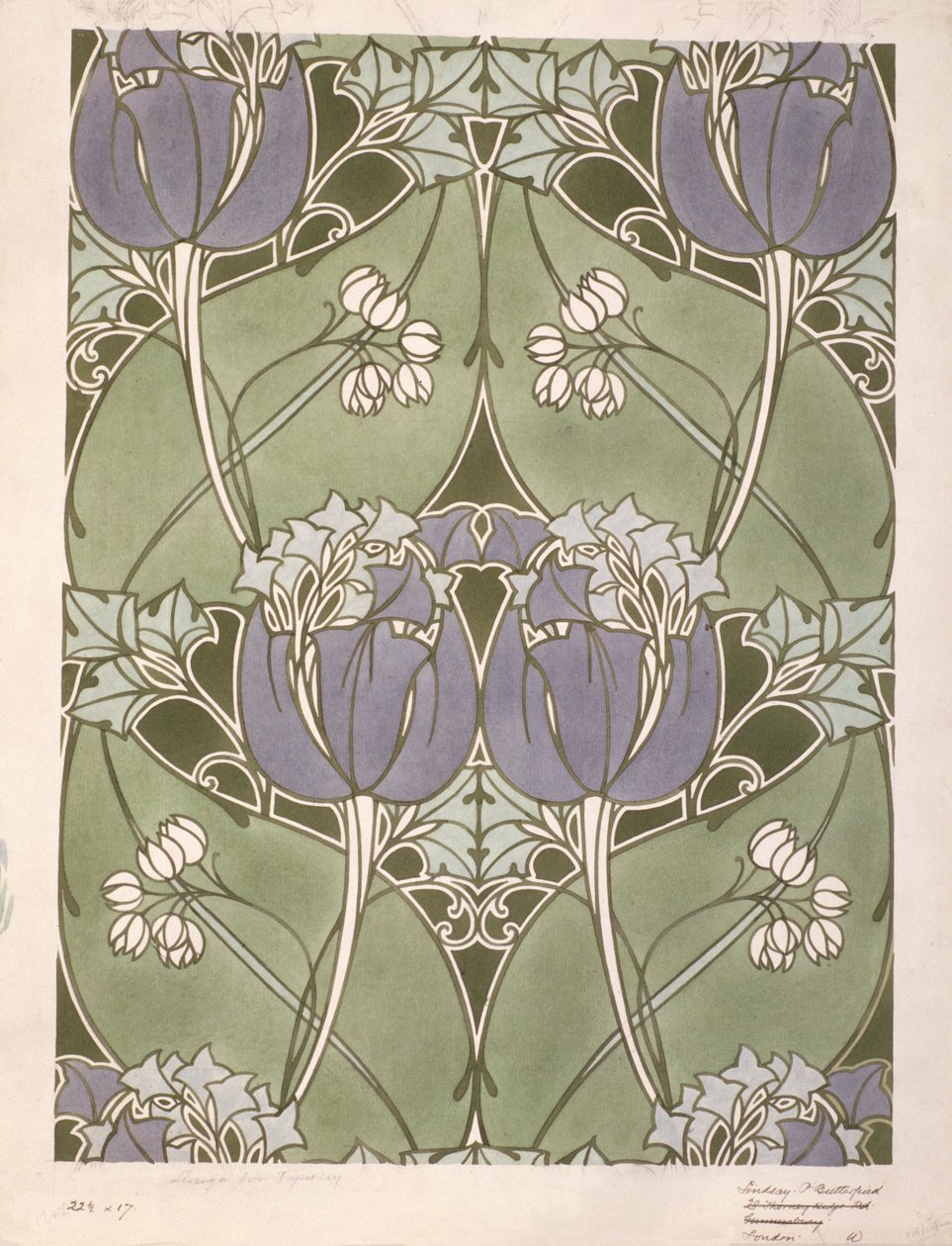 Ontwerp voor een gebloemd geweven textiel, c.1905 (aquarel op papier) door Lindsay P. Butterfield