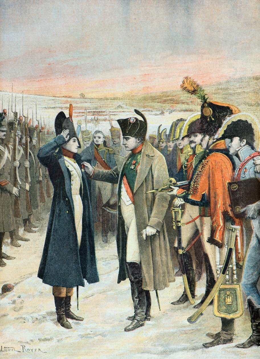 Napoleon decorates Marie Jeanne Schellinck in 1808 door Lionel Noel Royer