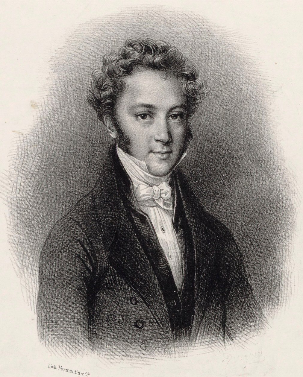 Portret van pianist en componist Ignaz Moscheles 1794-1870 door Lithographie Formentin et C..