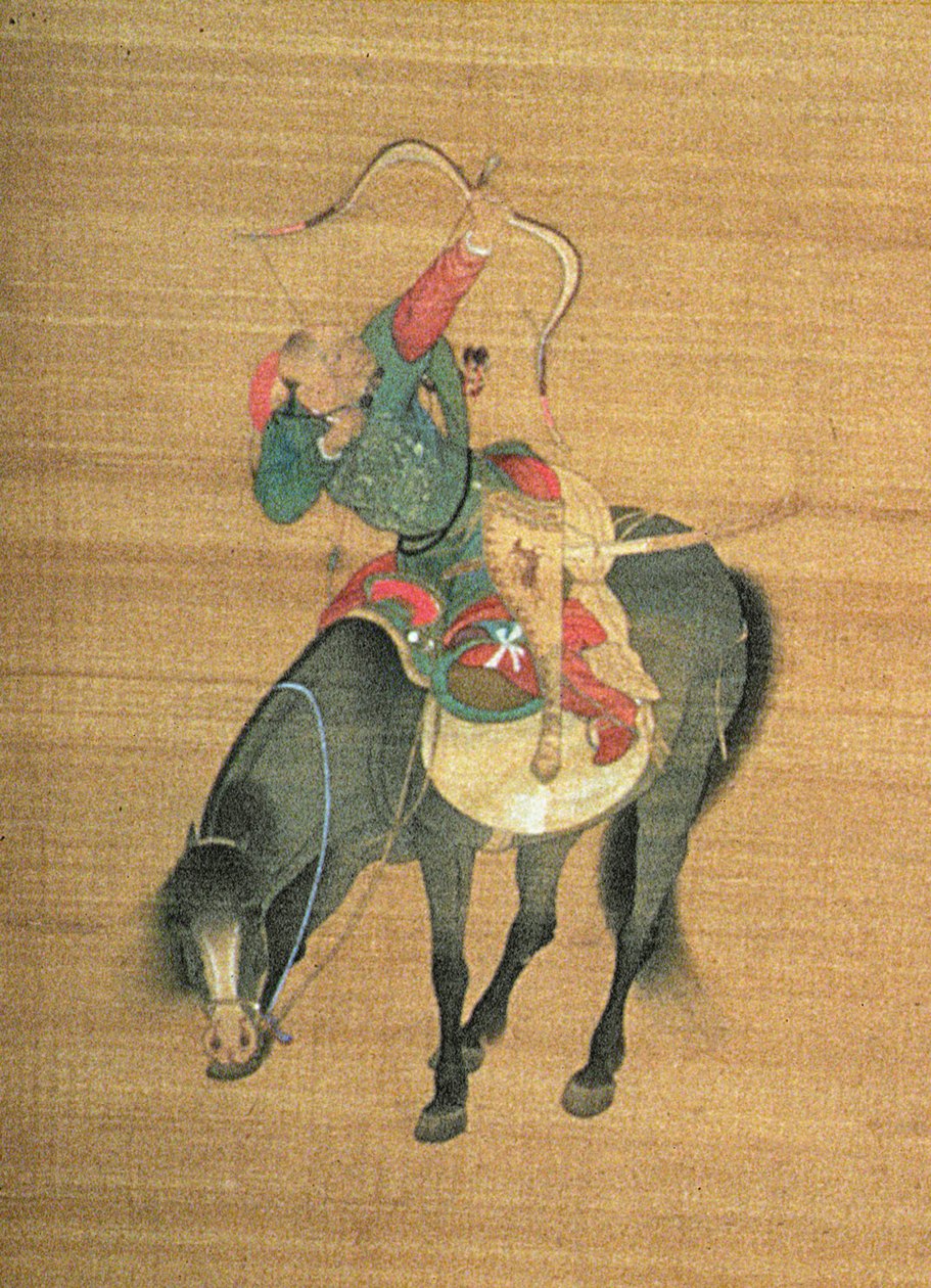 Kublai Khan (1214-94) op Jacht (detail), Yuan dynastie door Liu Kuan tao