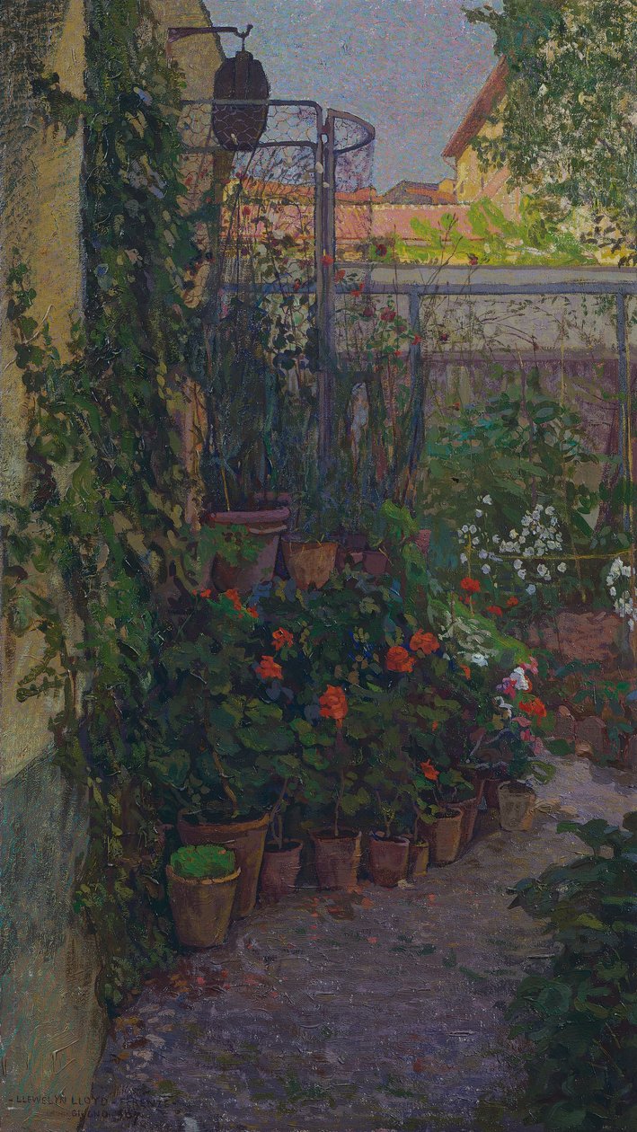 Het drieluik of tuin in bloei (zijpaneel) 1907 door Llewelyn Lloyd