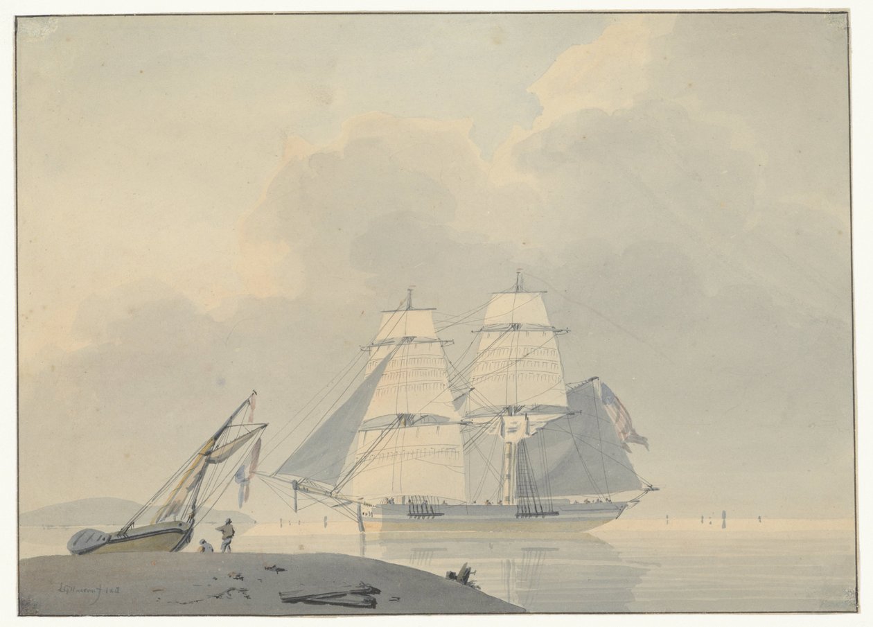 Zeilschip in stil water door Lodewijk Gilles Haccou