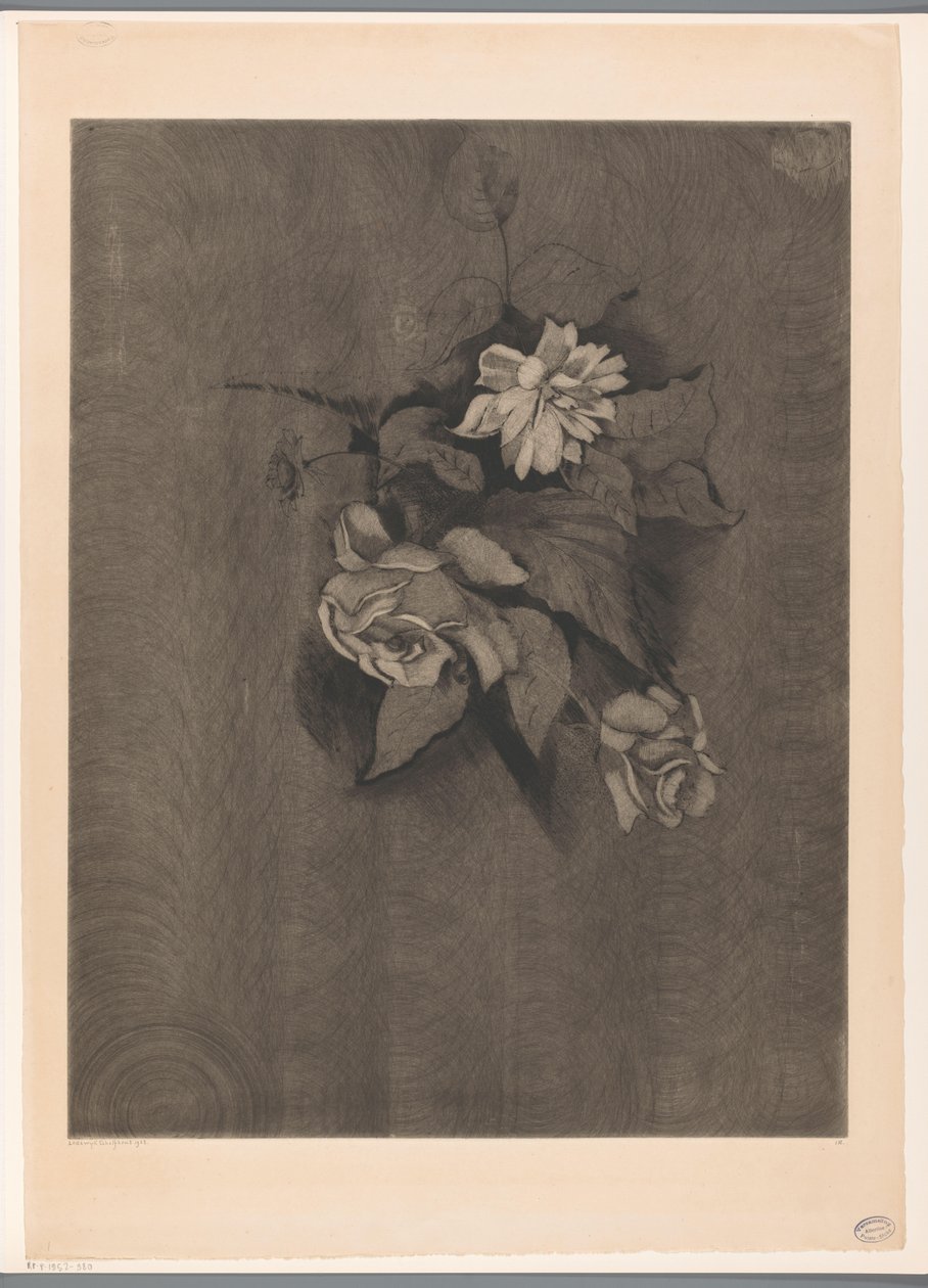 Bloemstuk met rozen door Lodewijk Schelfhout (signed by artist)