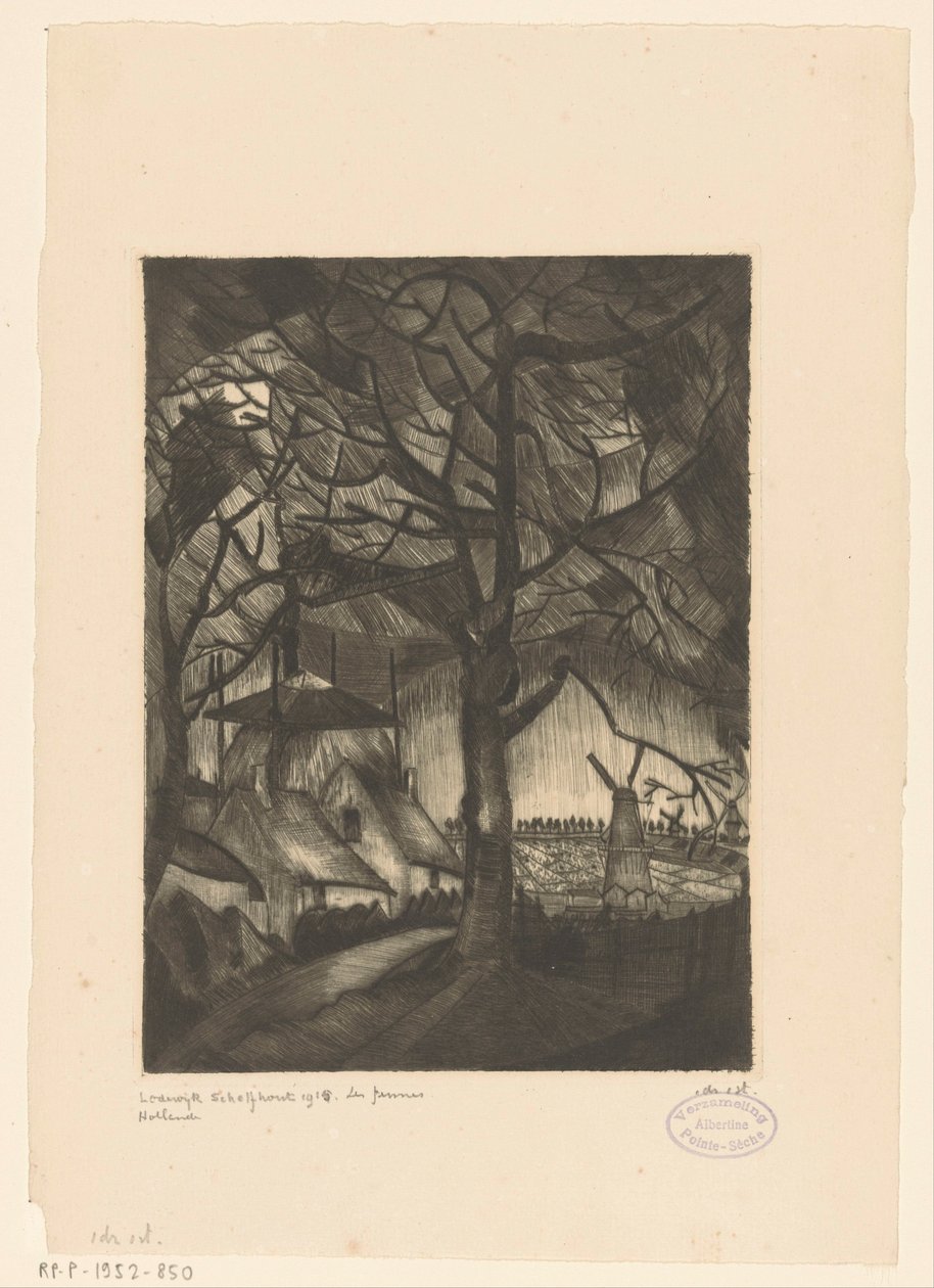 Boerderij door Lodewijk Schelfhout (signed by artist)