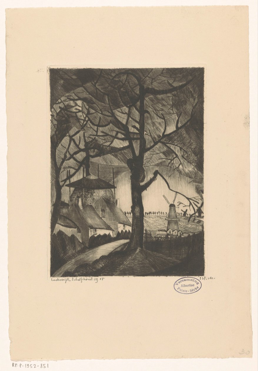 Boerderij door Lodewijk Schelfhout (signed by artist)