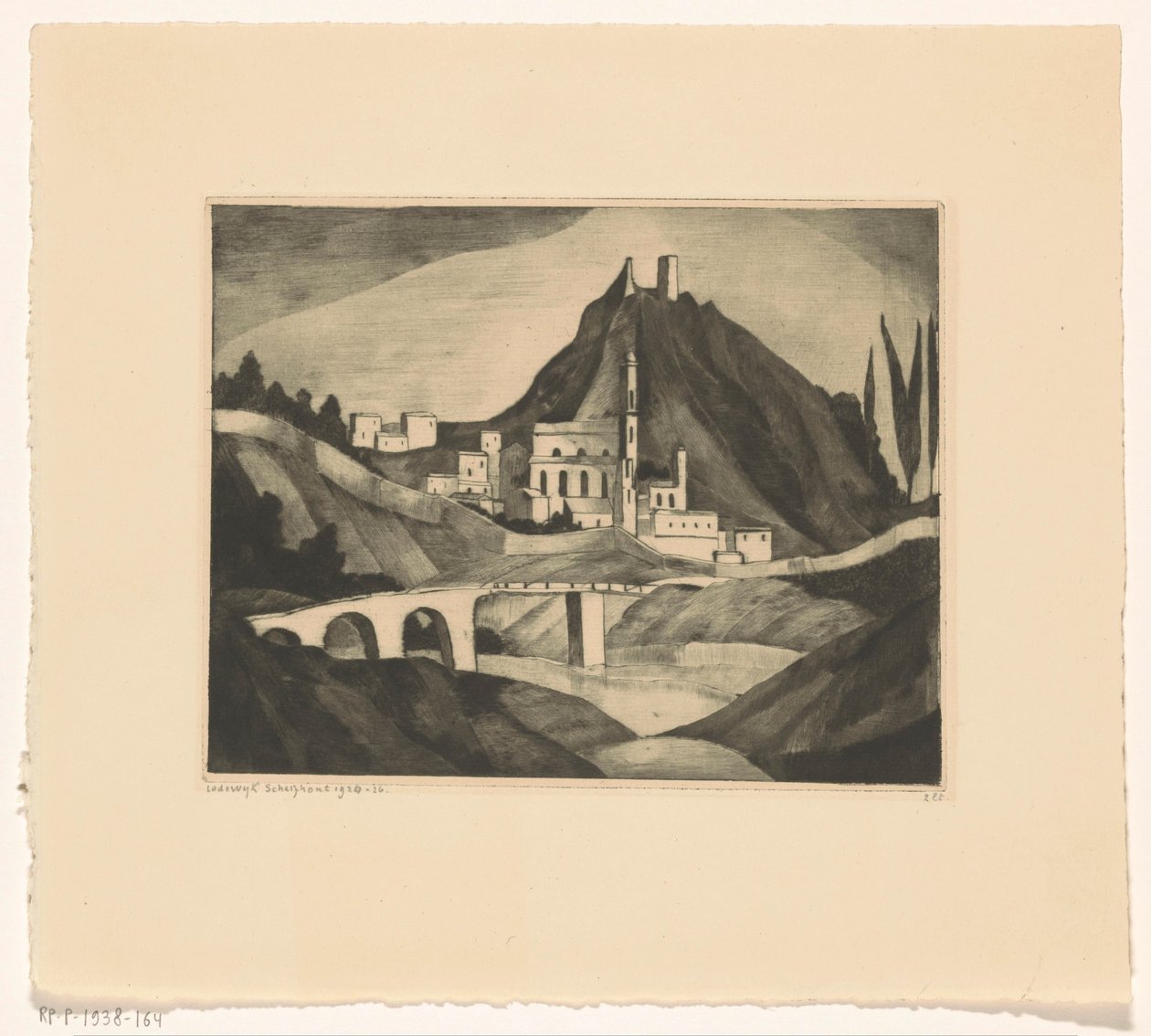 Corte I door Lodewijk Schelfhout (signed by artist)