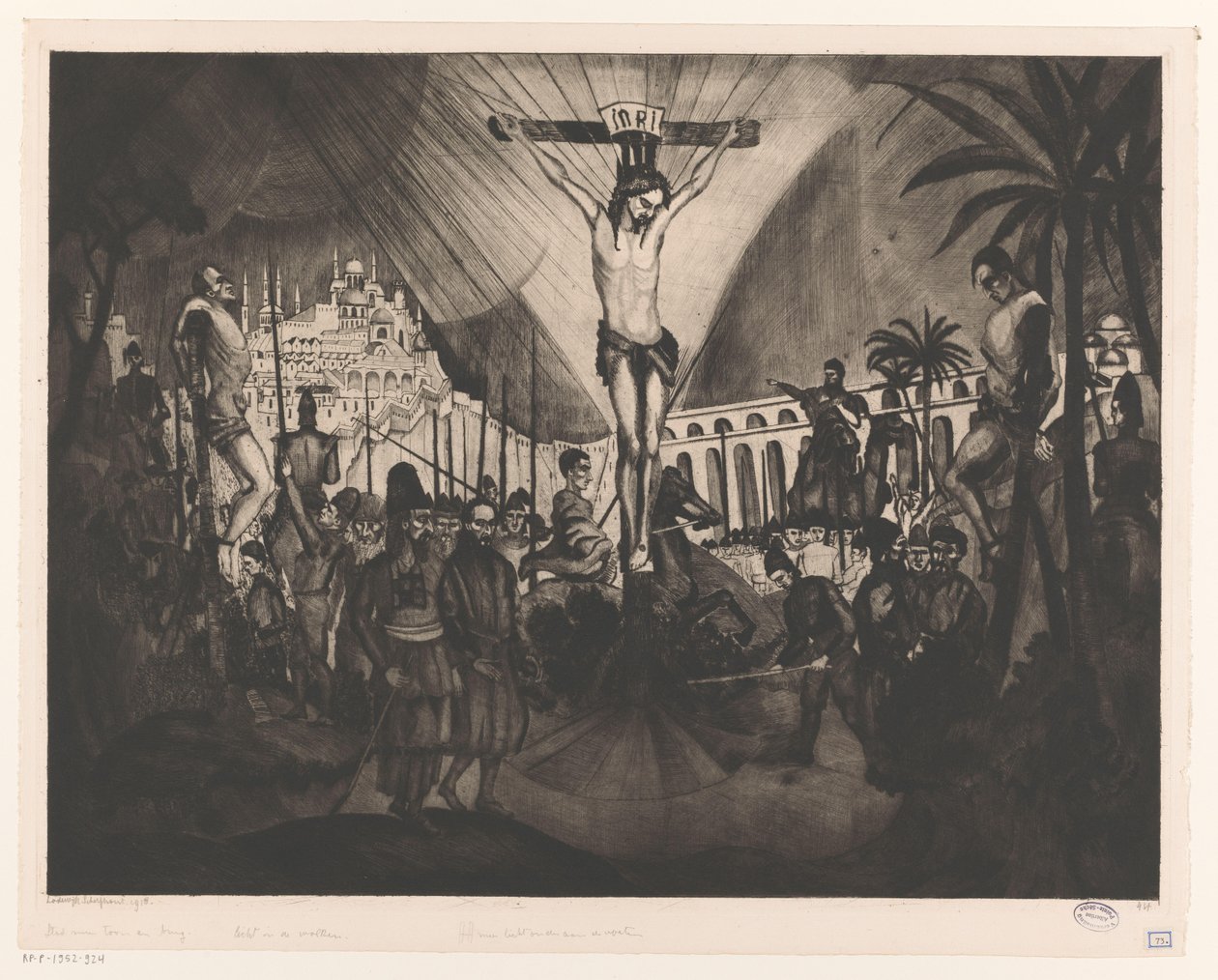 Golgotha II door Lodewijk Schelfhout (signed by artist)