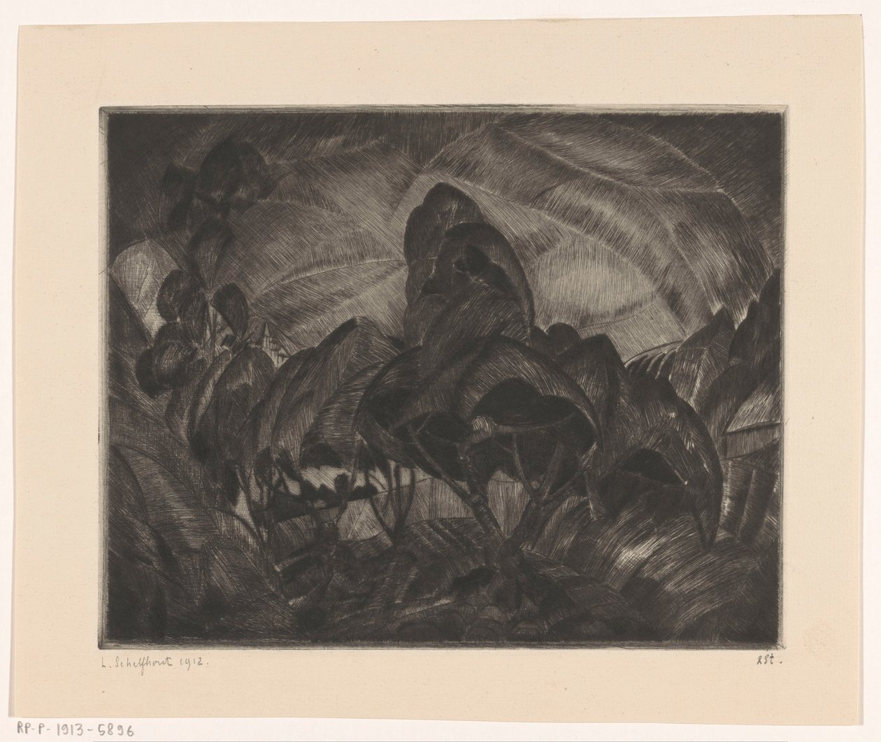 Heuvellandschap met bomen door Lodewijk Schelfhout (signed by artist)