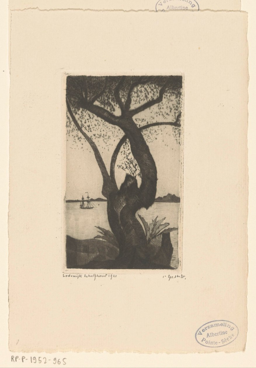 Olijfboom op Corsica door Lodewijk Schelfhout (signed by artist)