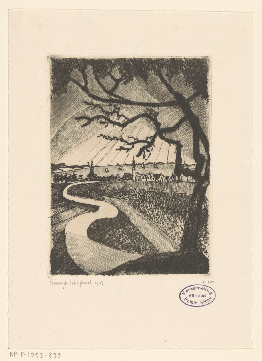 Veere door Lodewijk Schelfhout (signed by artist)