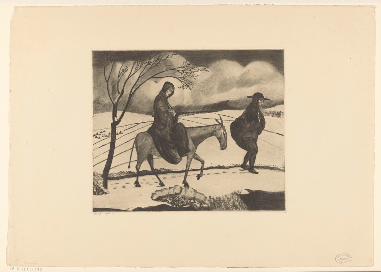 Vlucht naar Egypte door Lodewijk Schelfhout (signed by artist)
