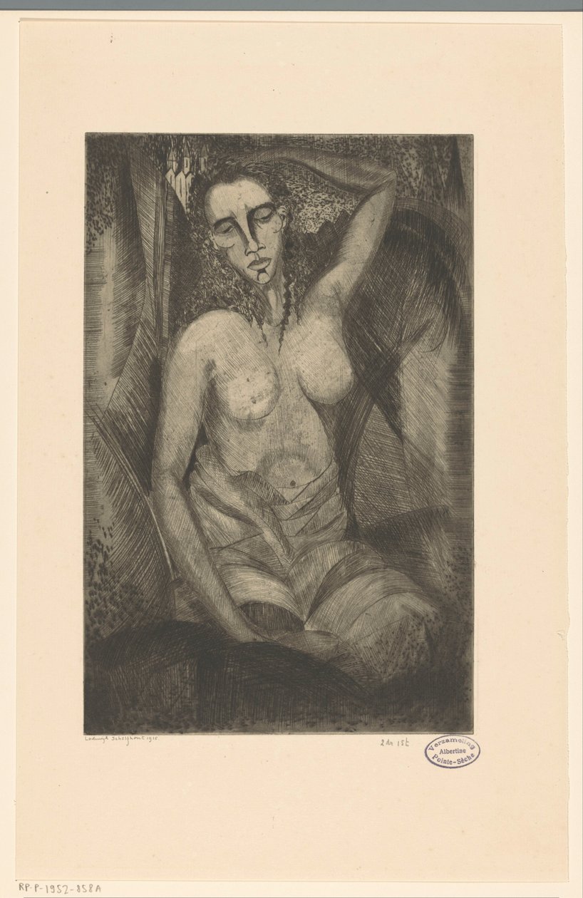 Zittende vrouw door Lodewijk Schelfhout (signed by artist)