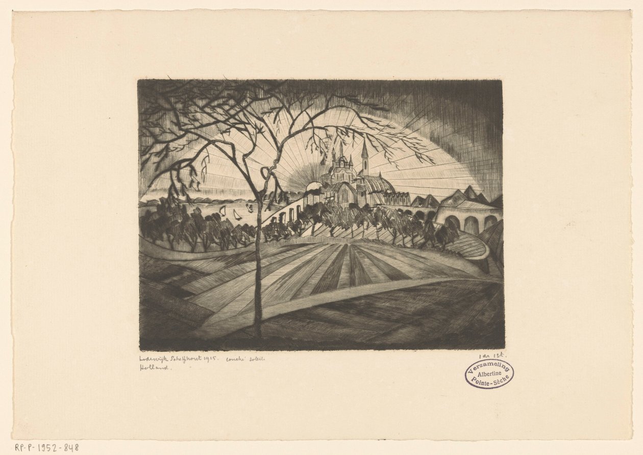 Zonsondergang door Lodewijk Schelfhout (signed by artist)