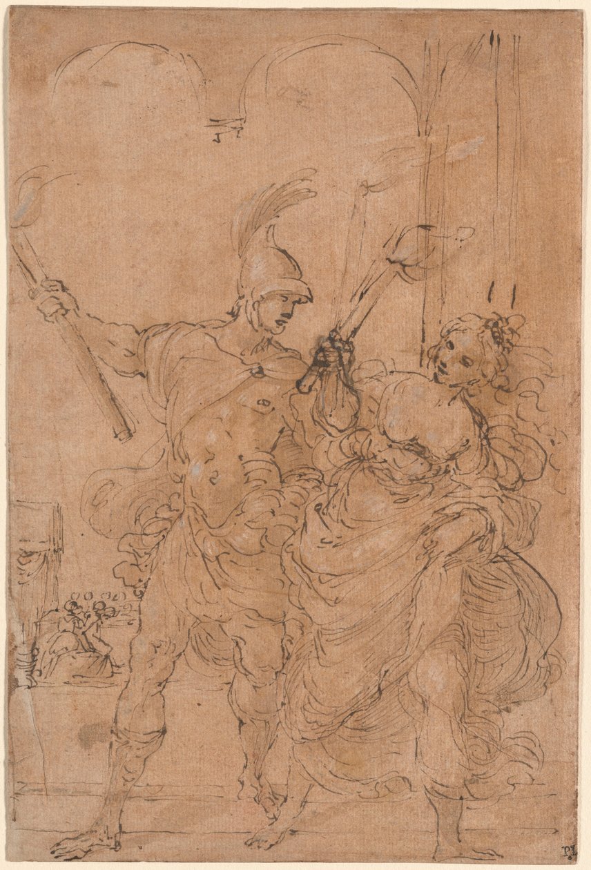 Alexander en Thaïs steken Persepolis in brand door Lodovico Carracci
