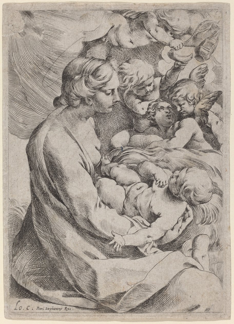 Madonna en Kind met Engelen door Lodovico Carracci