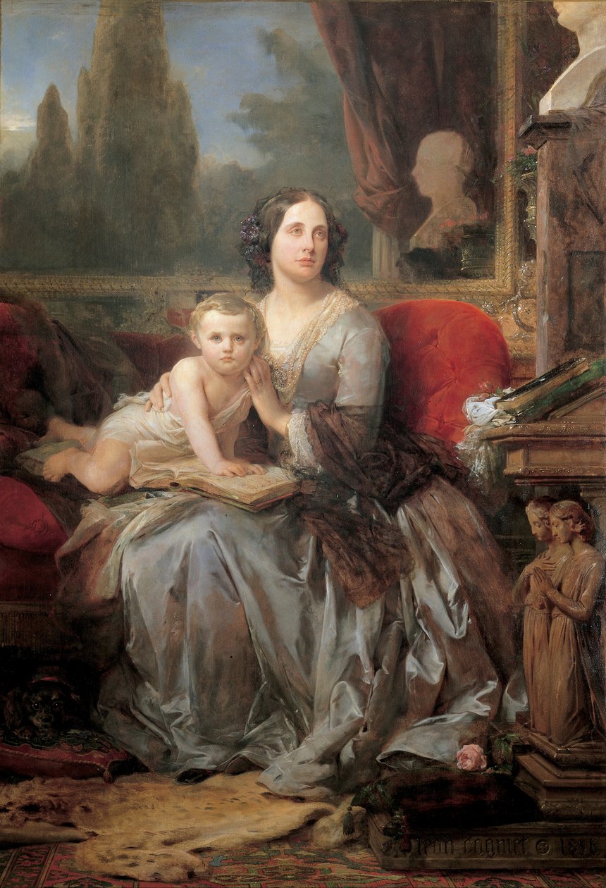 Maria Brignole-Sale, hertogin van Galliera, met haar zoon Filippo door Léon Cogniet