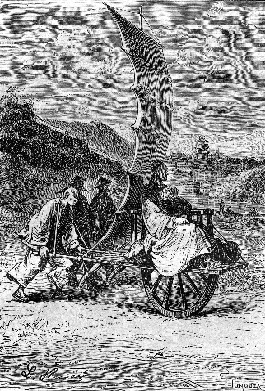 Illustratie voor Jules Verne "De Lotgevallen van een Chinees in China" door Léon Benett