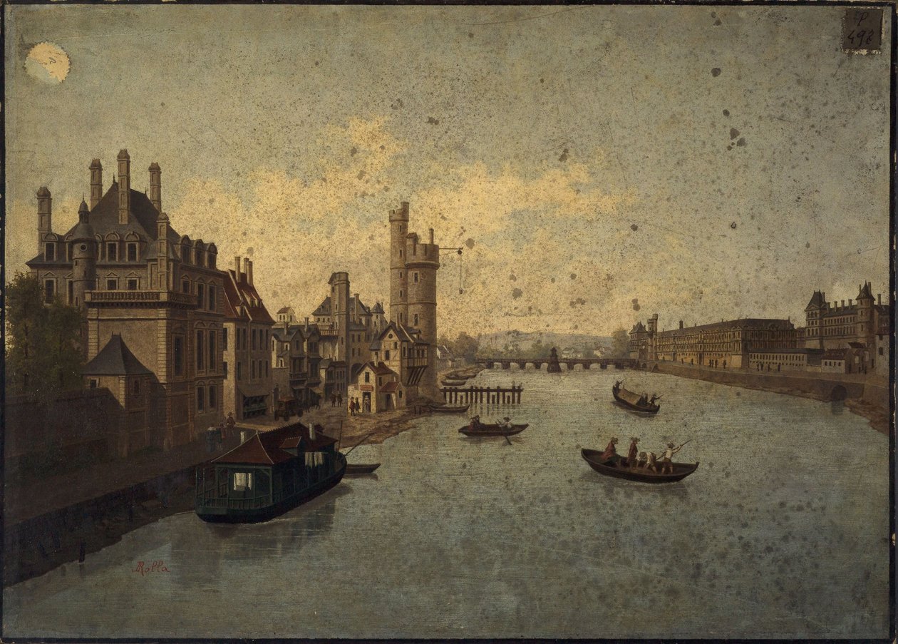 Hôtel de Conti, Tour de Nesle, Louvre, gezien vanaf Pont-Neuf, huidige 1e en 6e arrondissementen, circa 1885-1895 door Léon Rolla