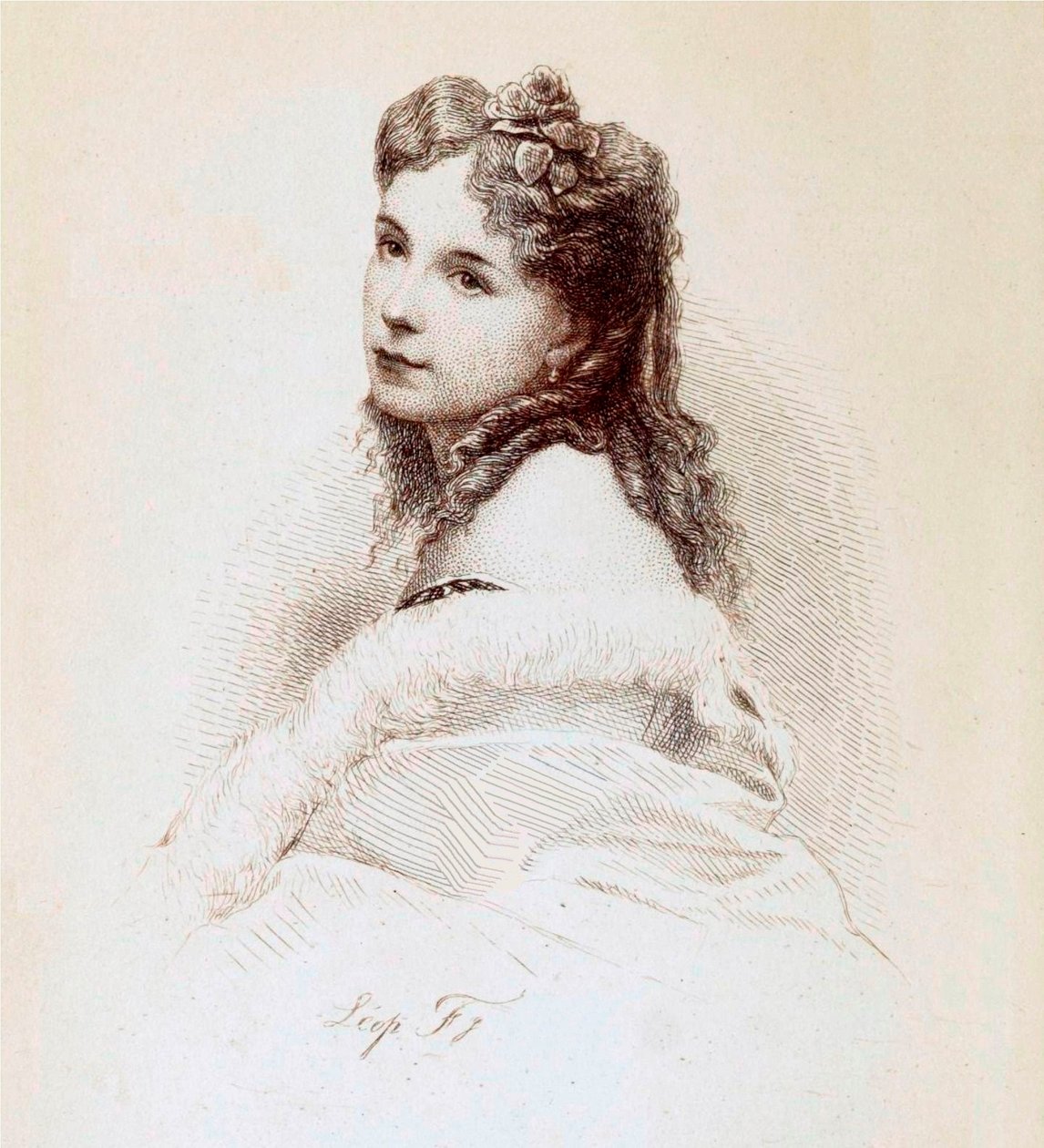 Gravure van Cora Pearl door Léopold Flameng. door Leopold Flameng