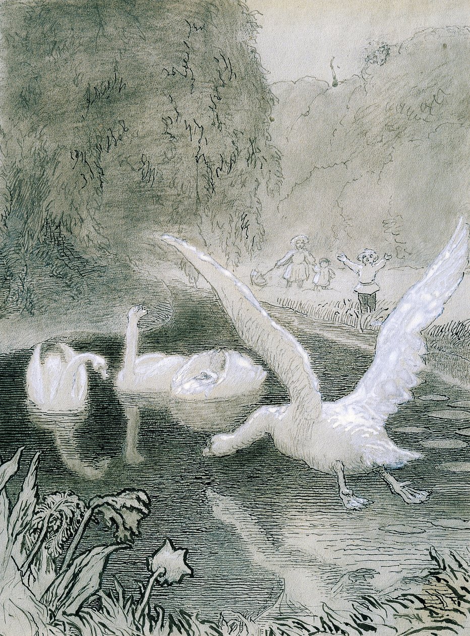Het lelijke eendje, illustratie voor sprookje van Hans Christian Andersen door Lorens Frolich