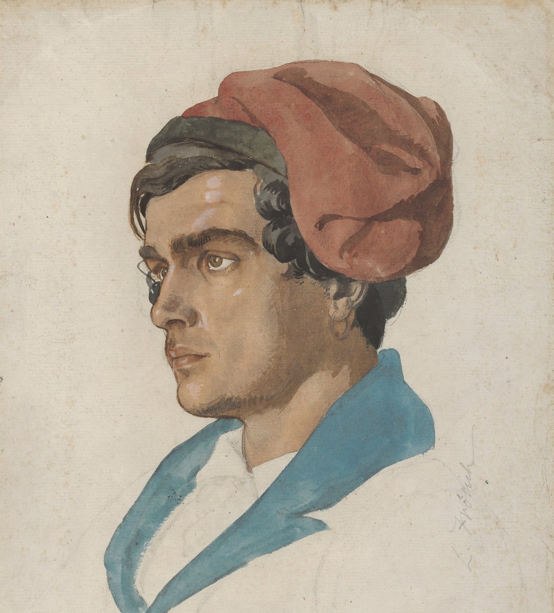 Hoofd Studie van een Visser uit Capri door Lorenz Frølich