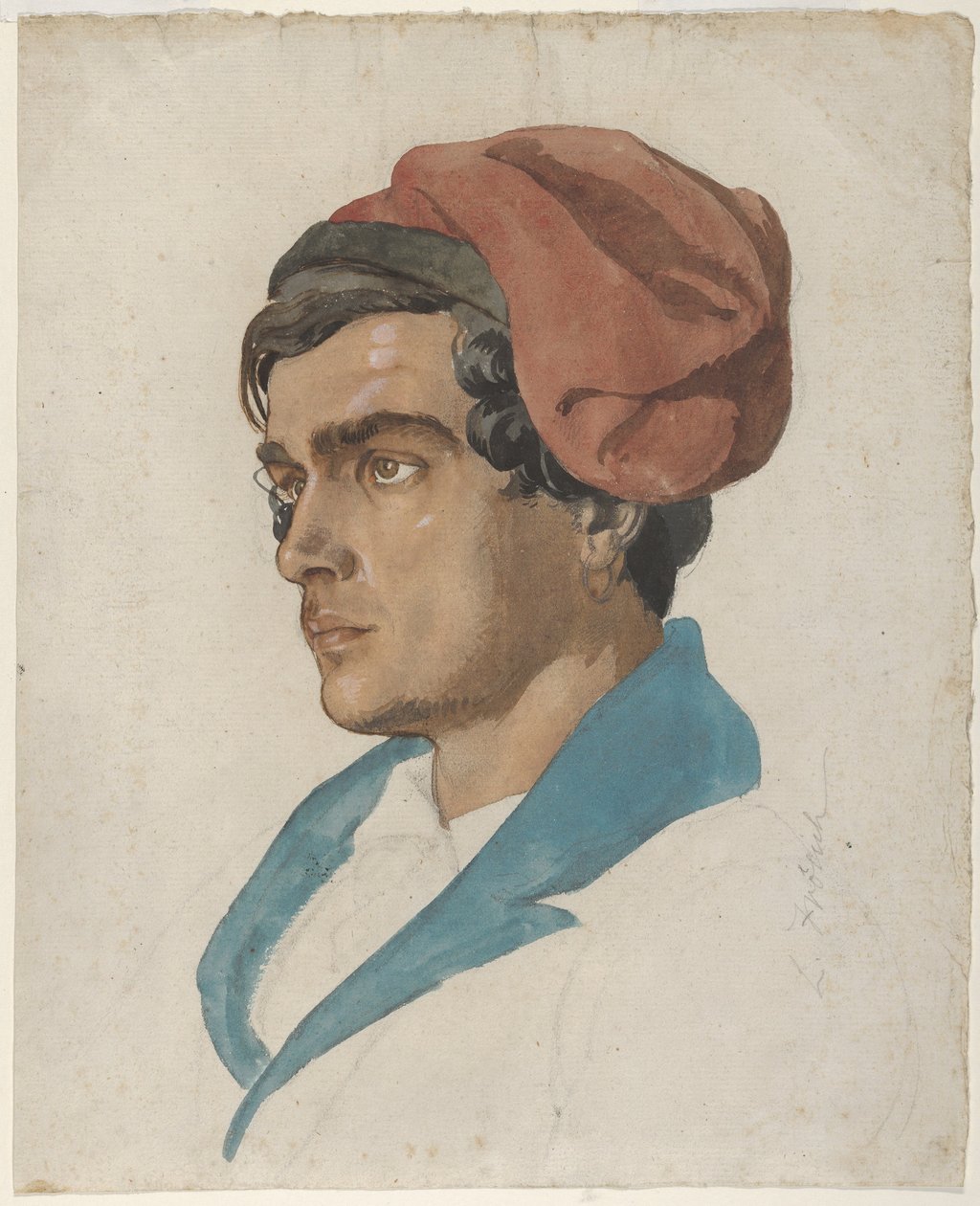 Kopstudie van een visser uit Capri door Lorenz Frølich