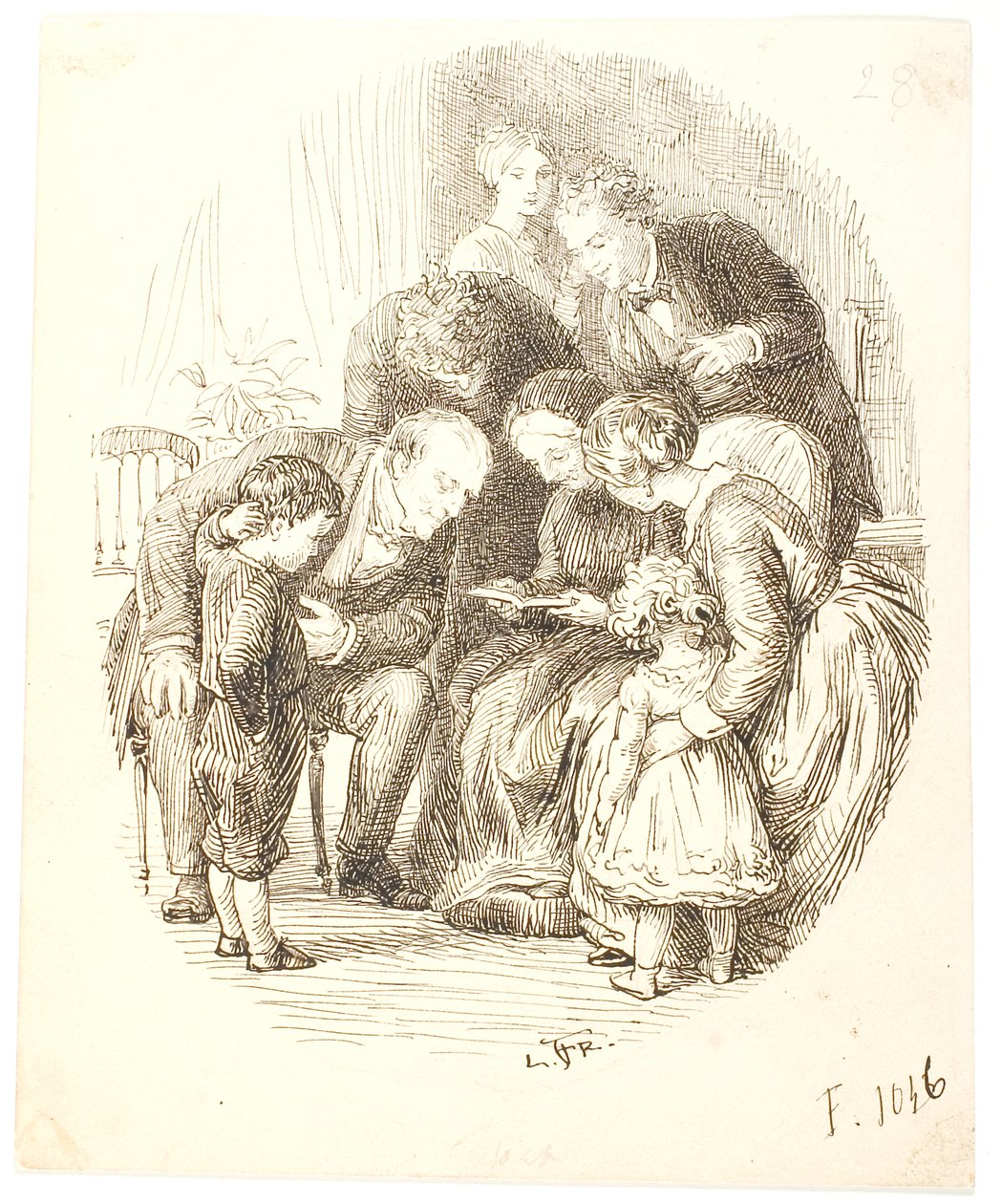 Voorlezen. Familiegroep door Lorenz Frølich