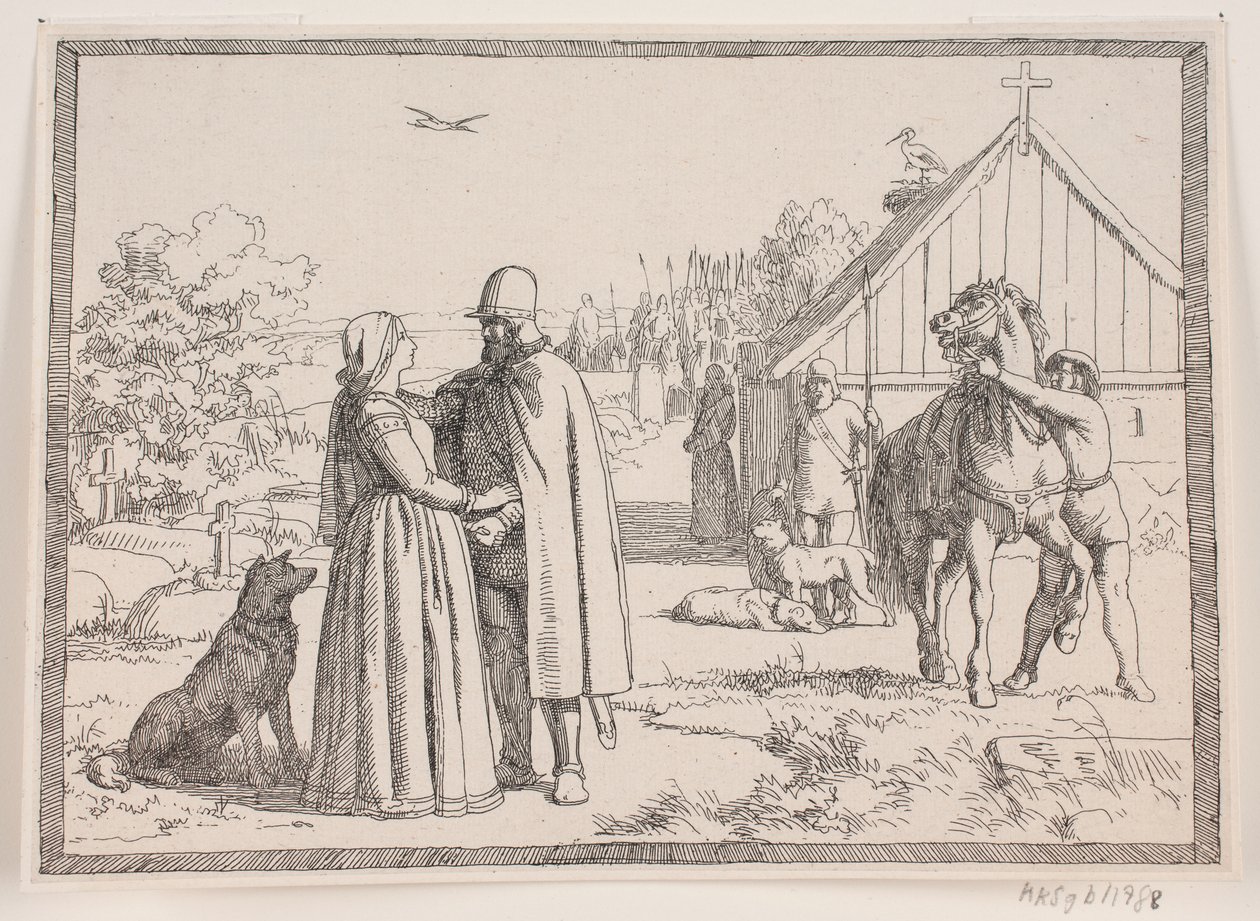 Illustratie bij het gedicht „De twee kerktorens“ van Adam Oehlenschläger door Lorenz Frølich