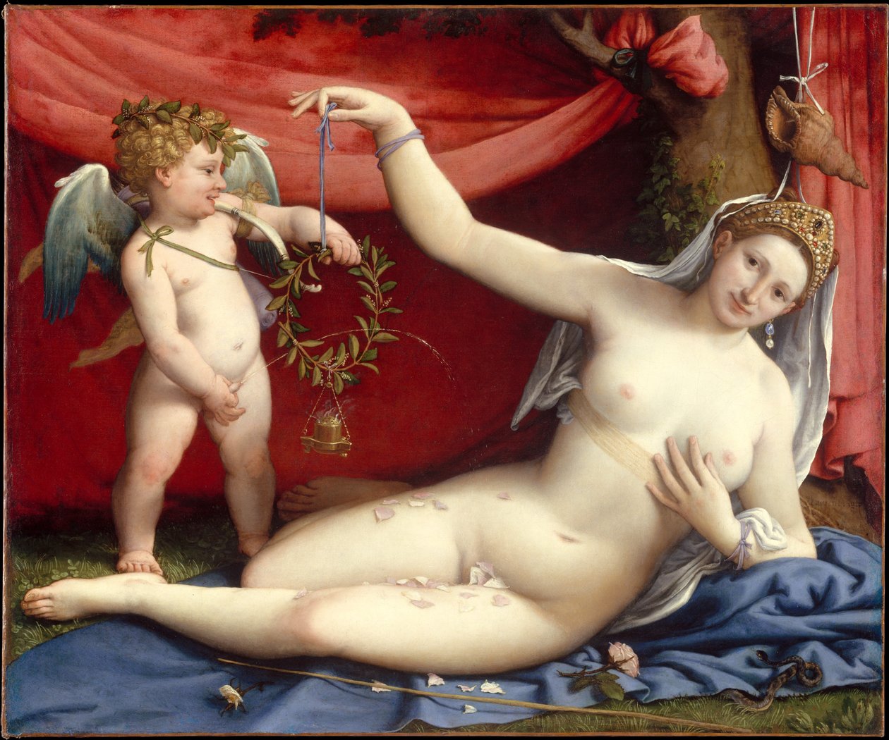 Venus en Cupido door Lorenzo Lotto