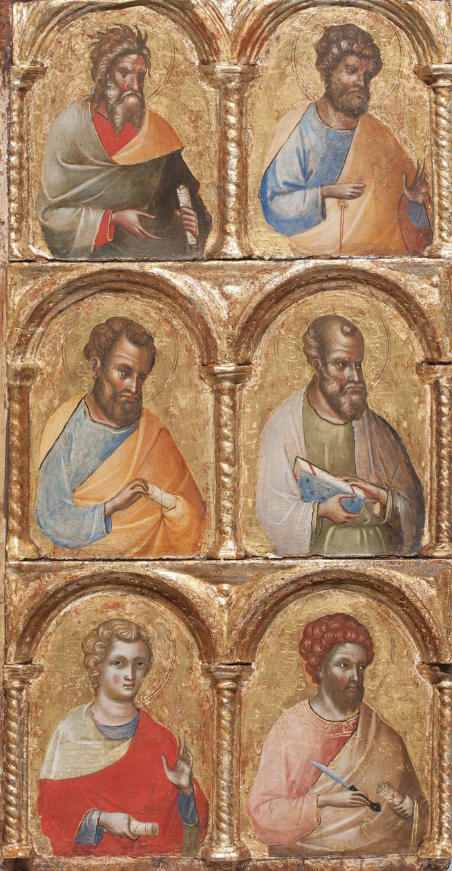 Detail van Madonna en Kind met Engelen, de Kruisiging, en Twaalf Apostelen of Heiligen door Lorenzo Veneziano