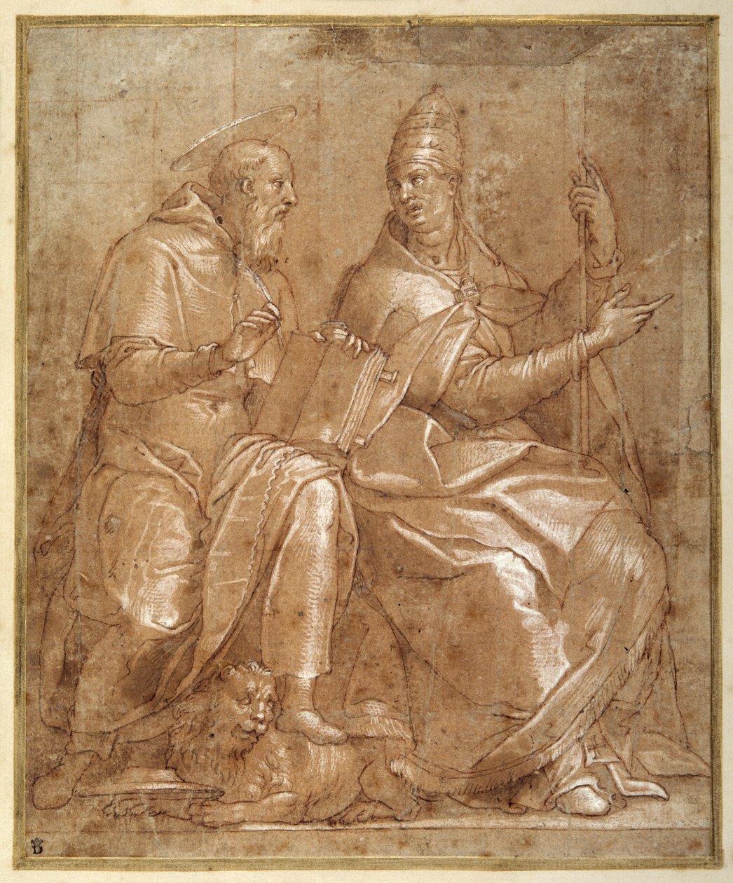 St. Jerome in gesprek met St. Gregory de Grote door Lorenzo (c.1530 76) Sabatini