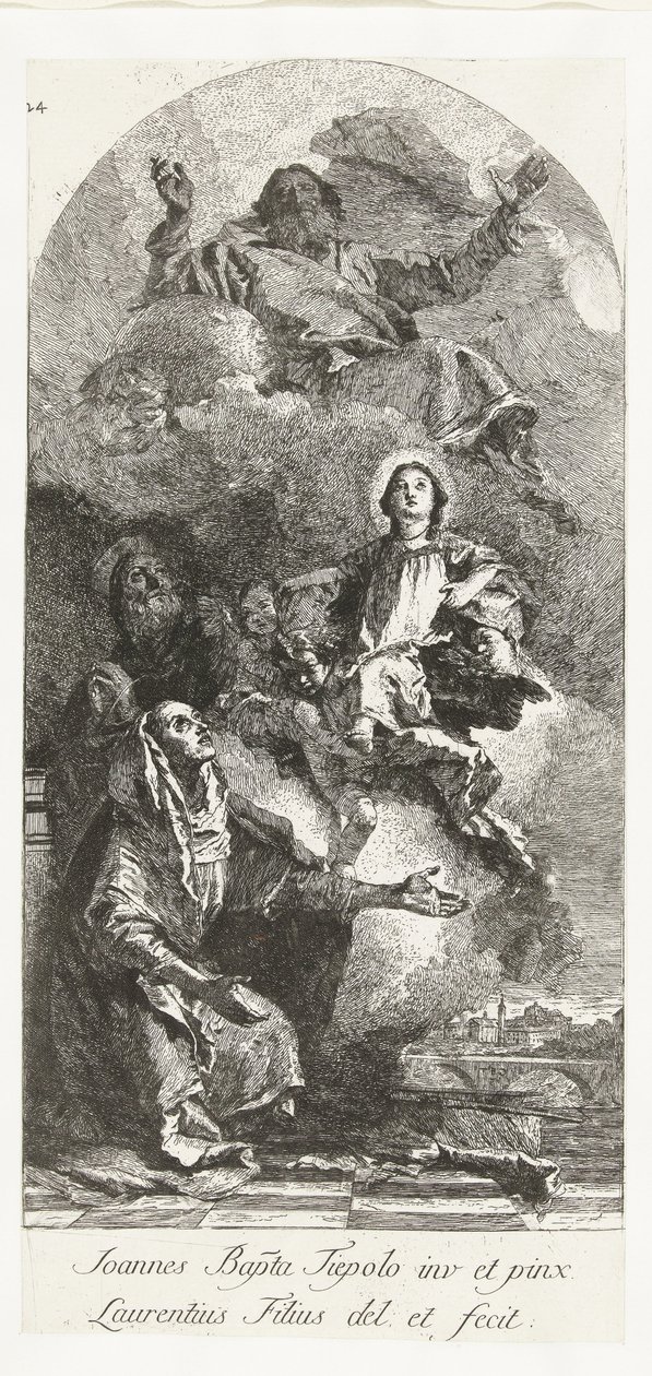 Heilige Anna en Joachim met Maria en God de Vader door Lorenzo Baldissera Tiepolo