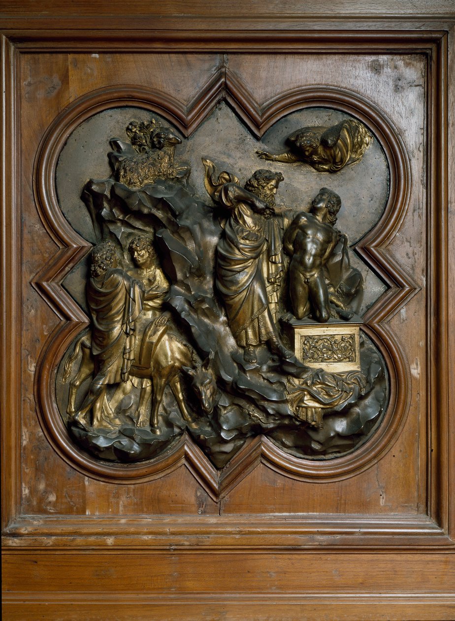 Offer van Isaac Bas verguld bronzen reliëf door Lorenzo Ghiberti door Lorenzo Ghiberti