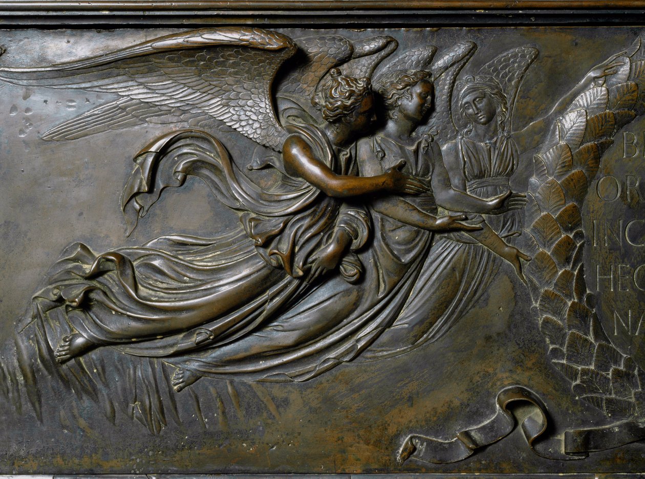 Twee engelen, detail van het reliekschrijn van St. Zenobe. (Bronzen reliëf, 1432-1442) door Lorenzo Ghiberti