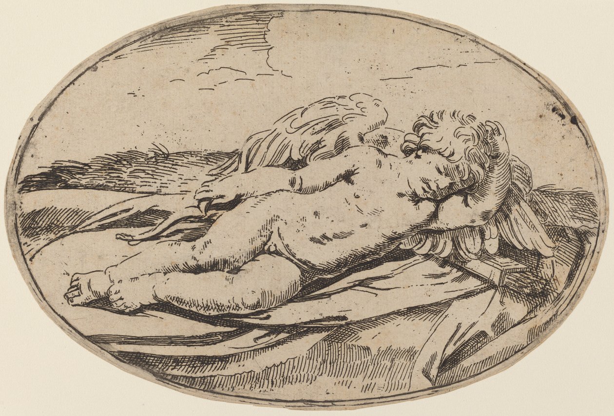 Slapende Cupido door Lorenzo Loli after Guido Reni
