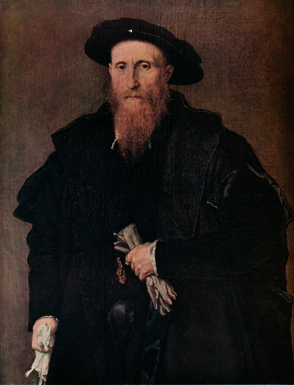 Portret van een heer met handschoenen, ca. 1543 door Lorenzo Lotto